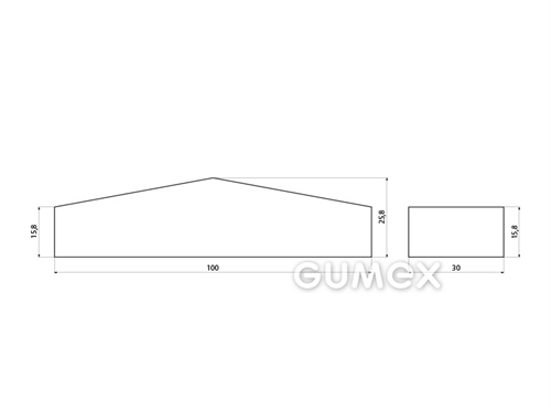 Pryžový klín z pryže A9506, tloušťka 30mm, 100x25mm, 70°ShA, SBR, -10°C/+70°C, černá